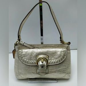 EUC COACH Light Gold Metallic Leather wristlet clutch bag